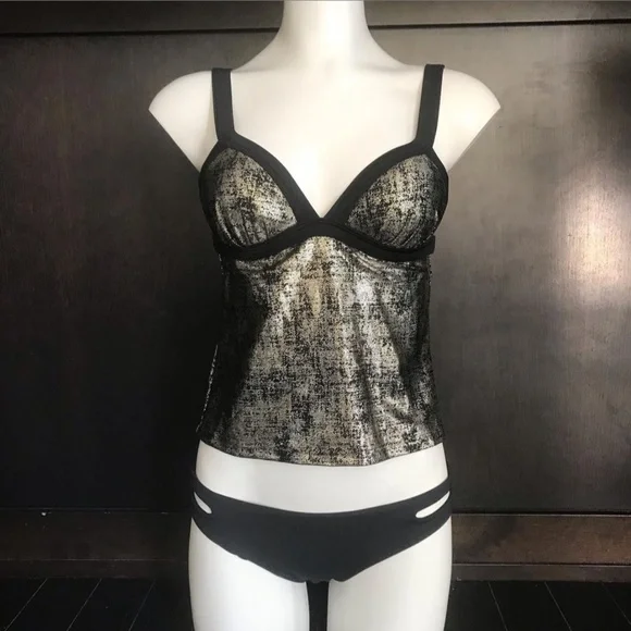 Hula Honey push up apron back foil tankini top - Picture 3 of 12